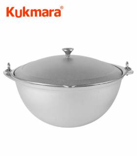 Kazan Tatarskij Wok Asien Topf mit Deckel Aluguss 7 L Camping, Kukmara