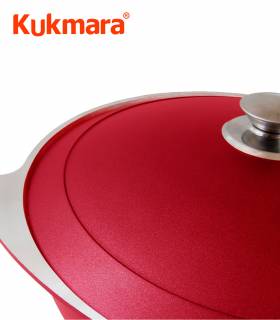 Kazan Wok Asia Dekorative Außenbeschichtung Aluguss 12 L Weinrot, Kukmara