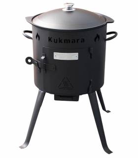 SET Feuerofen Utschak Ø 32 cm + Kazan Wok mit Antihaftbeschichtung und Deckel Aluguss Schwarz 7 L, Kukmara