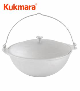 SET Feuerofen Utschak Ø 32 cm + Kazan Tatarskij Wok Asien Topf mit Deckel Aluguss 7 L Camping, Kukmara