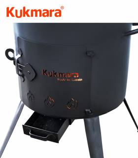 SET Feuerofen Utschak Ø 36 cm + Kazan Usbekisch Asien 8 Liter aus Gusseisen mit Aludeckel, Boden rund