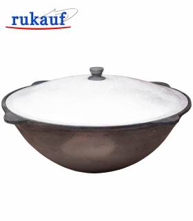 SET Feuerofen Utschak Ø 36 cm + Kazan Usbekisch Asien 8 Liter aus Gusseisen mit Aludeckel, Boden rund