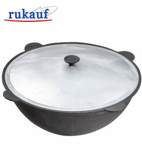 SET Feuerofen Utschak Ø 36 cm + Kazan Usbekisch Asien 8 Liter aus Gusseisen mit Aludeckel, Boden flach
