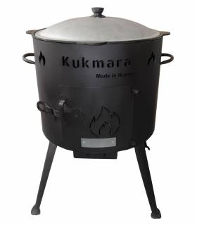 SET Feuerofen Utschak Ø 36 cm + Kazan Usbekisch Asien 10 Liter aus Gusseisen mit Aludeckel, Boden rund
