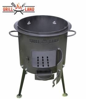 Feuerofen/Uchag für Kazan/Kasan 12 – 17 L Ø 40cm Designholzofen "Grill-Land", Stahl 3 mm