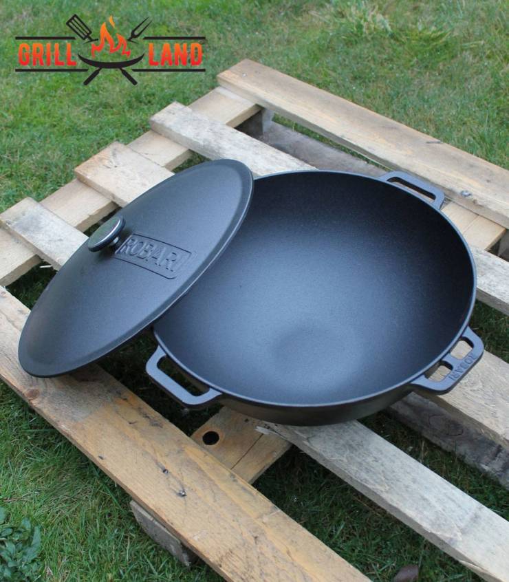 Kasan Asia Kazan 40 cm 12 Litres Cast Iron Wok Saucepan with Cast Iron Lid