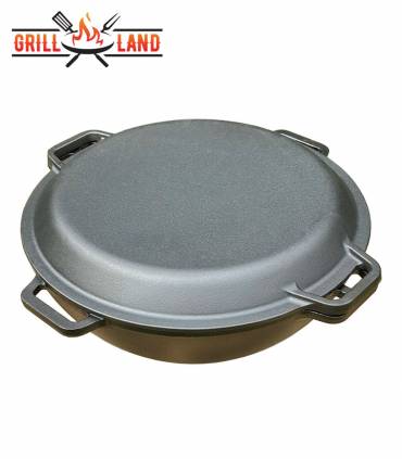 Kazan Gusseisen 12 Liter Robari Kasan mit Grillpfannendeckel aus Gusseisen Wok Asia