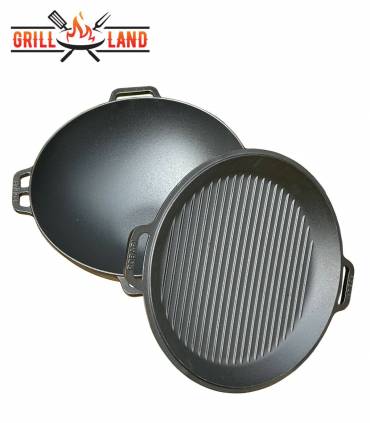 Kazan Gusseisen 12 Liter Robari Kasan mit Grillpfannendeckel aus Gusseisen Wok Asia