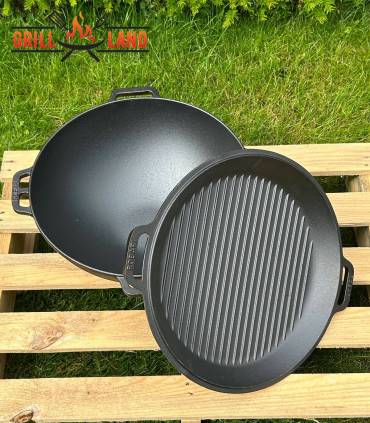 Kazan Gusseisen 12 Liter Robari Kasan mit Grillpfannendeckel aus Gusseisen Wok Asia