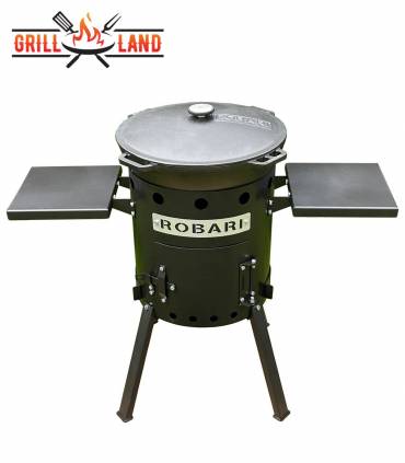 SET Feuerofen Utschak Robari UT36 mit 2 Ablagen und Kazan Gusseisen 15 Liter Robari mit Deckel aus Gusseisen