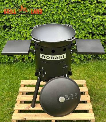SET Feuerofen Utschak Robari UT36 mit 2 Ablagen und Kazan Gusseisen 15 Liter Robari mit Deckel aus Gusseisen
