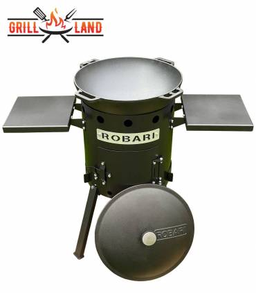 SET Feuerofen Utschak Robari UT36 mit 2 Ablagen und Kazan Gusseisen 15 Liter Robari mit Deckel aus Gusseisen