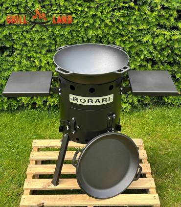 SET Feuerofen Utschak Robari UT36 mit 2 Ablagen und Kazan Gusseisen 12 Liter Robari mit Pfannendeckel aus Gusseisen