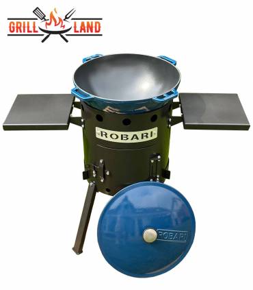 SET Feuerofen Utschak Robari UT36 mit 2 Ablagen und Kazan Gusseisen 15 Liter Robari mit Deckel aus Gusseisen emailliert