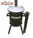 SET Feuerofen mit Schornstein, Utschak US36 mit Kazan usbekisch 12 Liter aus Gusseisen mit Aludeckel, Boden rund