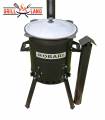 SET Feuerofen mit Schornstein, Utschak US36 mit Kazan usbekisch 12 Liter aus Gusseisen mit Aludeckel, Boden rund
