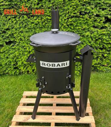 SET Feuerofen mit Schornstein, Utschak US36 mit Kazan Gusseisen 12 Liter Robari mit Deckel aus Gusseisen