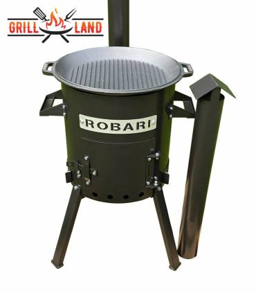 SET Feuerofen mit Schornstein, Utschak US36 mit Grilldeckel aus Gusseisen