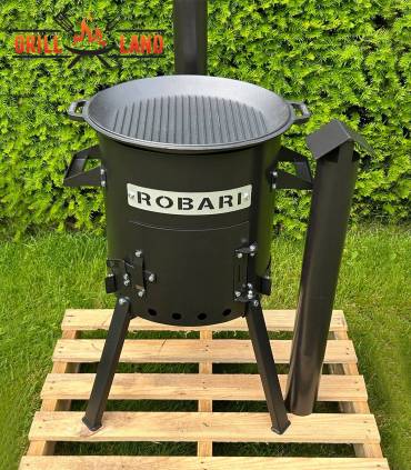 SET Feuerofen mit Schornstein, Utschak US36 mit Grilldeckel aus Gusseisen