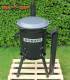 SET Feuerofen mit Schornstein, Utschak US36 mit Kazan Gusseisen 15 Liter Robari mit Grilldeckel aus Gusseisen