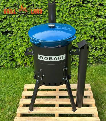 SET Feuerofen mit Schornstein, Utschak US36 mit Kazan Gusseisen 15 Liter Robari mit Deckel aus Gusseisen emailliert