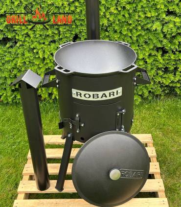 SET Feuerofen mit Schornstein, Utschak US40 mit Kazan Gusseisen 15 Liter Robari mit Deckel aus Gusseisen