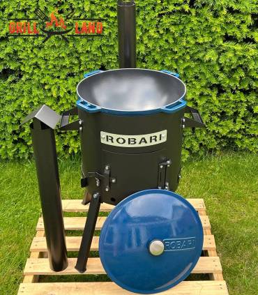 SET Feuerofen mit Schornstein, Utschak US40 mit Kazan Gusseisen 12 Liter Robari mit Deckel aus Gusseisen emailliert