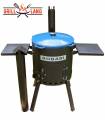 SET Feuerofen UST40 mit Schornstein und 2 Ablagen mit Kazan Gusseisen 12 Liter Robari mit Deckel aus Gusseisen emailliert