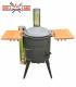 SET Premium Feuerofen Edelstahl-Schornstein 2 Ablagen mit 15L Kazan Gusseisen Robari mit Grilldeckel aus Gusseisen