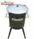 SET Feuerofen Utschak Robari U40E mit Kazan usbekisch 16 Liter aus Gusseisen mit Aludeckel, Boden rund