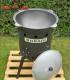 SET Feuerofen Utschak Robari U40E mit Kazan usbekisch 16 Liter aus Gusseisen mit Aludeckel, Boden rund