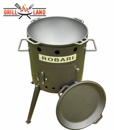SET Feuerofen Utschak Robari U40E mit Kazan Gusseisen 15 Liter Robari mit Pfannendeckel aus Gusseisen