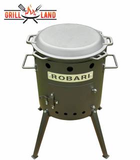 SET Feuerofen Utschak Robari U40E mit Kazan Gusseisen 12 Liter Robari mit Grilldeckel aus Gusseisen