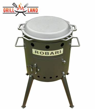 SET Feuerofen Utschak Robari U40E mit Kazan Gusseisen 15 Liter Robari mit Grilldeckel aus Gusseisen