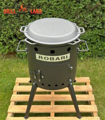 SET Feuerofen Utschak Robari U40E mit Kazan Gusseisen 15 Liter Robari mit Grilldeckel aus Gusseisen