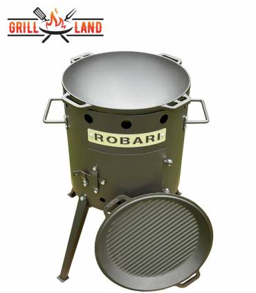SET Feuerofen Utschak Robari U40E mit Kazan Gusseisen 15 Liter Robari mit Grilldeckel aus Gusseisen