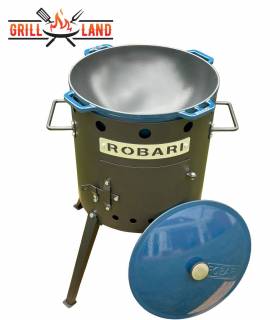SET Feuerofen Utschak Robari U40E mit Kazan Gusseisen 15 Liter Robari mit Deckel aus Gusseisen emailliert