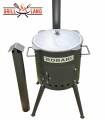 SET Feuerofen mit Schornstein, Utschak US40E mit Kazan usbekisch 12 Liter aus Gusseisen mit Aludeckel, Boden rund