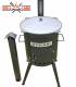SET Feuerofen mit Schornstein, Utschak US40E mit Kazan usbekisch 16 Liter aus Gusseisen mit Aludeckel, Boden rund