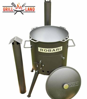 SET Feuerofen mit Schornstein, Utschak US40E mit Kazan Gusseisen 12 Liter Robari mit Deckel aus Gusseisen