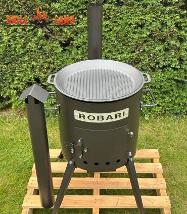 SET Feuerofen mit Schornstein, Utschak US40E mit Grilldeckel aus Gusseisen