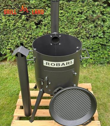 SET Feuerofen mit Schornstein, Utschak US40E mit Grilldeckel aus Gusseisen