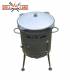 Set Holzofen/Uchag Grill-Land, Ø37 cm für Kazan Stahl 3 mm mit Kazan Usbekisch 12 Liter aus Gusseisen mit Aludeckel, Boden rund