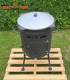 Set Holzofen/Uchag Grill-Land, Ø37 cm für Kazan Stahl 3 mm mit Kazan Usbekisch 12 Liter aus Gusseisen mit Aludeckel, Boden rund