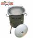 Set Holzofen/Uchag Grill-Land, Ø37 cm für Kazan Stahl 3 mm mit Kazan Usbekisch 12 Liter aus Gusseisen mit Aludeckel, Boden rund