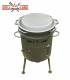 Set Feuerofen/Uchag Ø37 cm Grill-Land, Stahl 3 mm mit 12L Kazan Gusseisen Robari mit Pfannendeckel aus Gusseisen