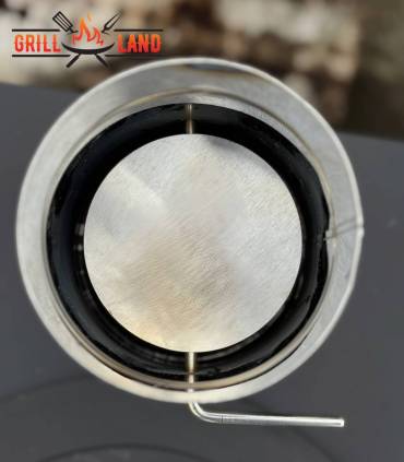 Ein Stück Schornsteinrohr Ø 11,6 cm, Länge 25 cm, aus Edelstahl mit Innenventil