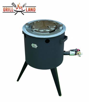 SET Gas-Feuerofen Utschak KOMFORT 37 cm, Stahl 3mm, mit Waffeleisen und Ofenringe aus Gusseisen