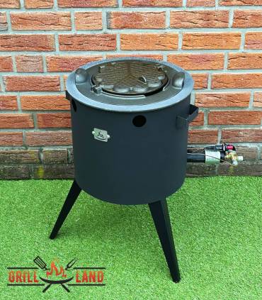 SET Gas-Feuerofen Utschak KOMFORT 37 cm, Stahl 3mm, mit Waffeleisen und Ofenringe aus Gusseisen