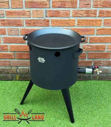 SET Gas-Feuerofen Utschak KOMFORT 37 cm, Stahl 3mm, mit Pfannendeckel aus Gusseisen